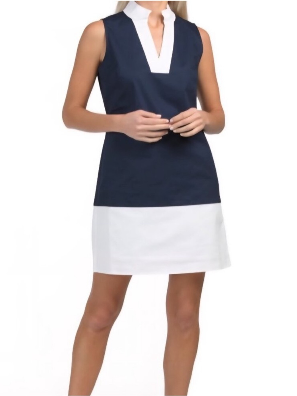 Sail to Sable STS Tuckernuck $199 Navy and White V-Notch Shift Mini Dress XS